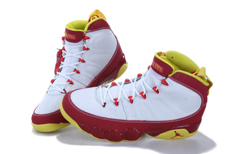 Air Jordan 9 Mens Shoes White/Yellow/Red Online